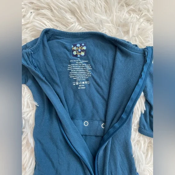 Kickee Pants Front Zip Coverall in Twilight Turquoise - Newborn - Picture 4 of 6